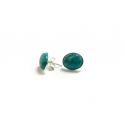 Turquoise Cabochon and Silver Stud Earrings